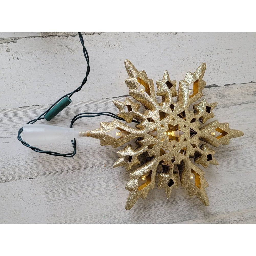 Glitter golden tree star‎ light up xmas decor shine
